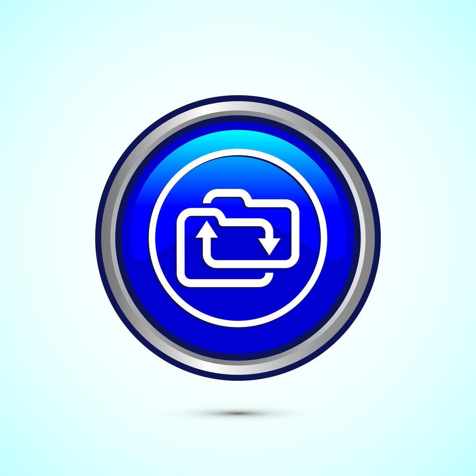 Data exchange icon design illustration, Data transfer sign for apps and websites, Blue color round button design vector