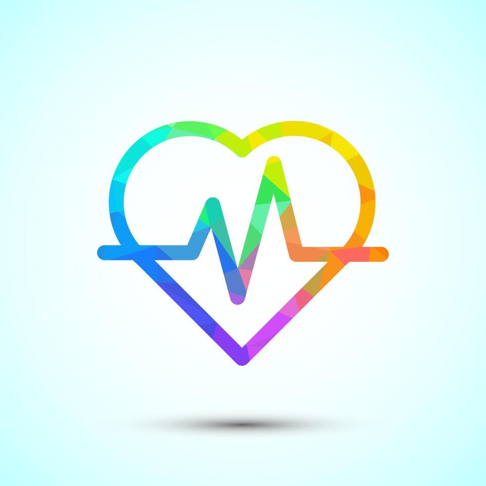 Heartbeat pulse icon, Medical heart sign for web and mobile application, low poly style vector