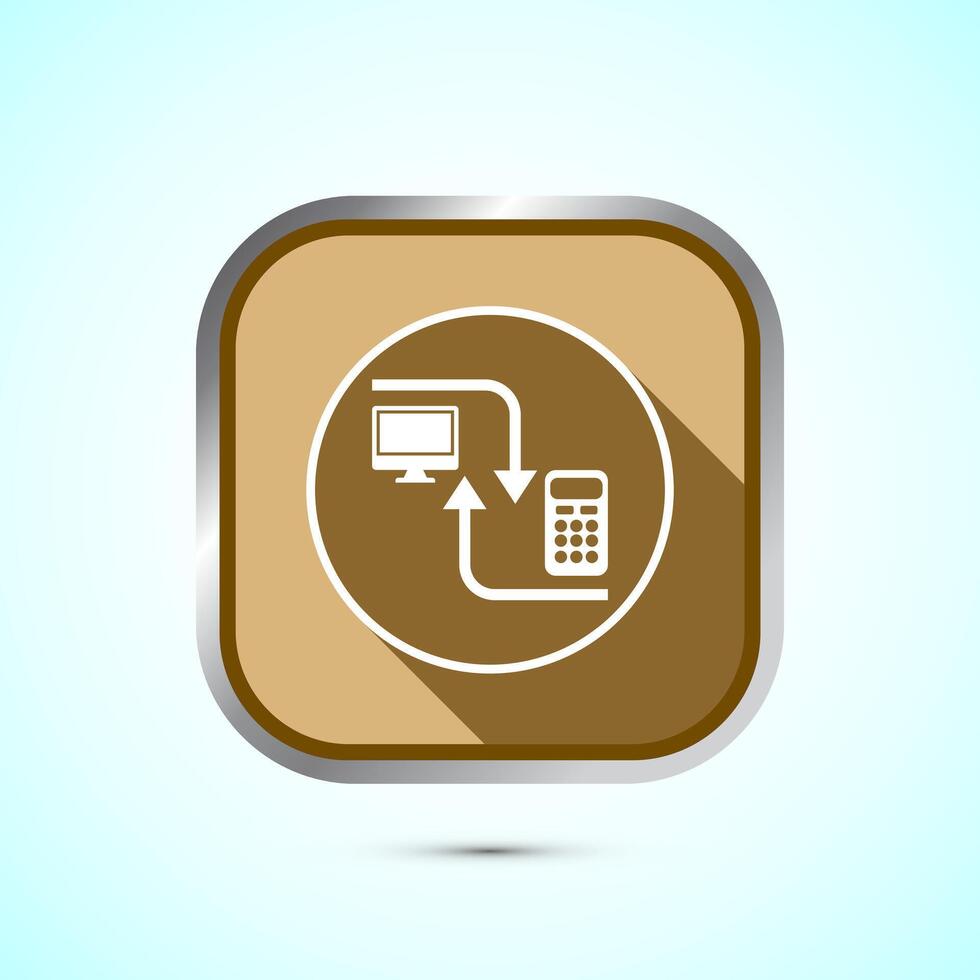 Data exchange icon design, Data transfer sign for apps and websites, gold shadow button design vector