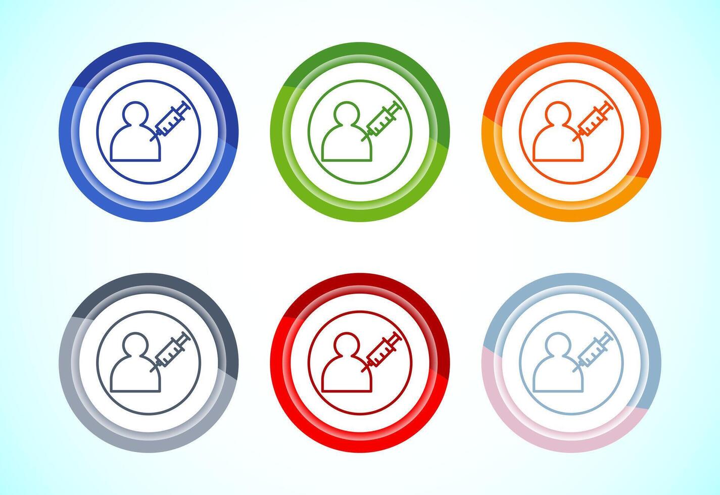 Vaccination, Vaccine icon design. Medical and healthcare Icon. 6 color button design set vector