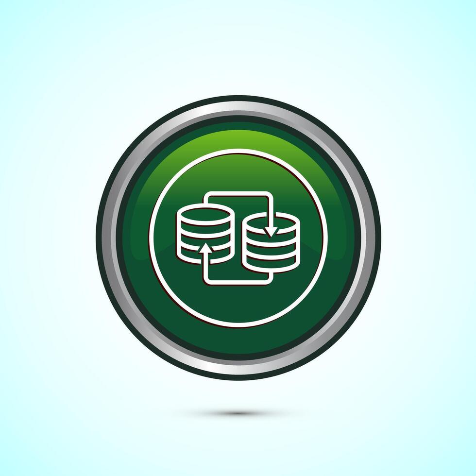 Data exchange icon design illustration, Data transfer sign for apps and websites, Green color round button design vector