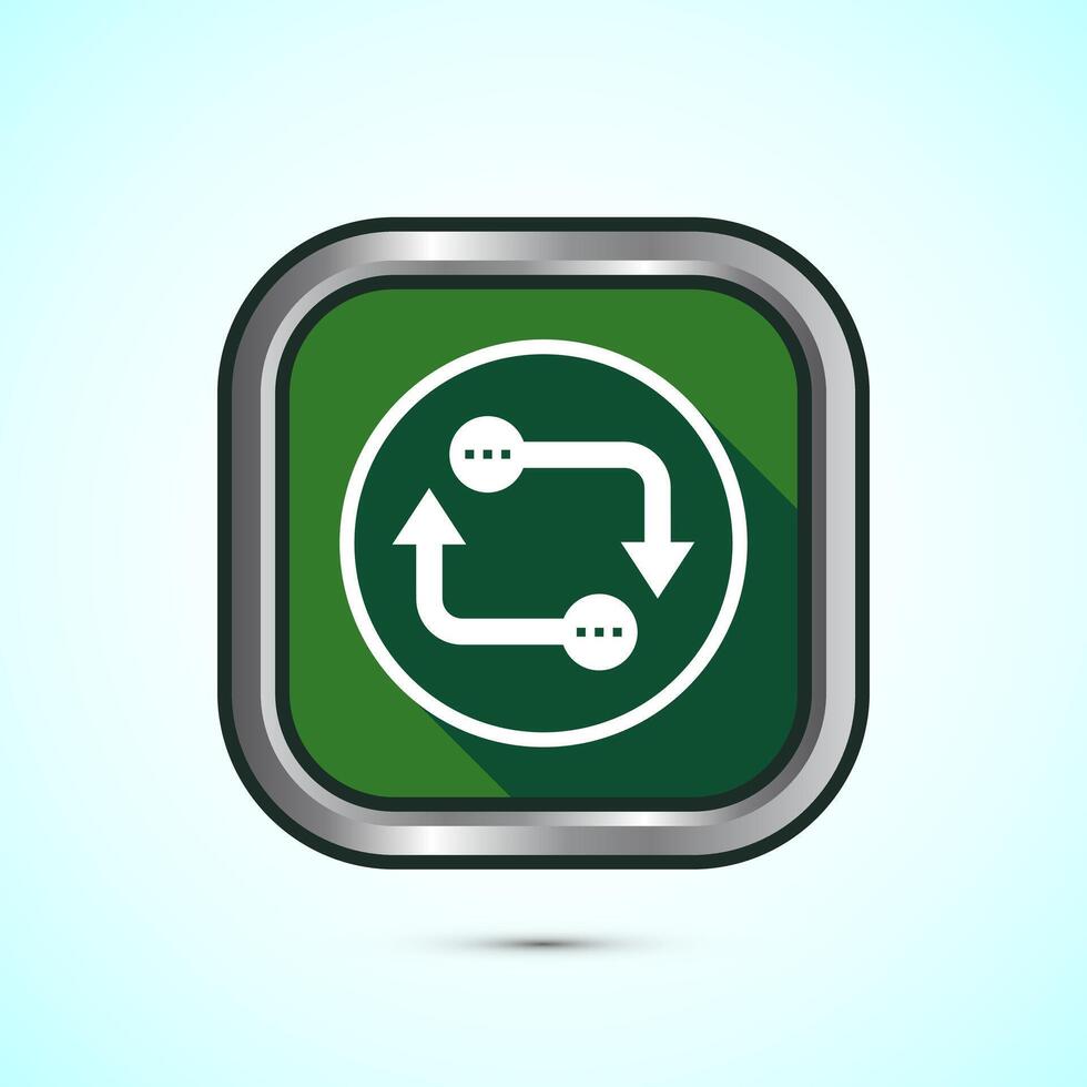 Data exchange icon design illustration, Data transfer sign for apps and websites, Green shadow button design vector