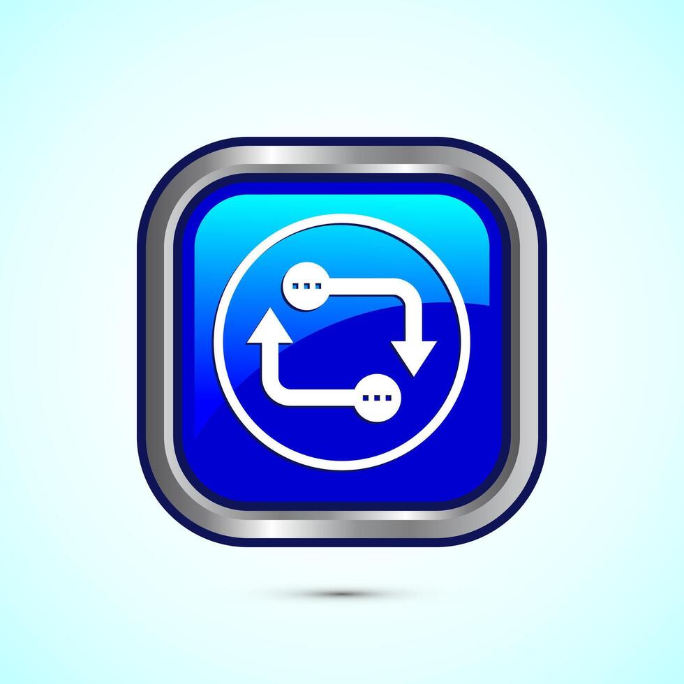 Data exchange icon design illustration, Data transfer sign for apps and websites, Blue color square button design vector