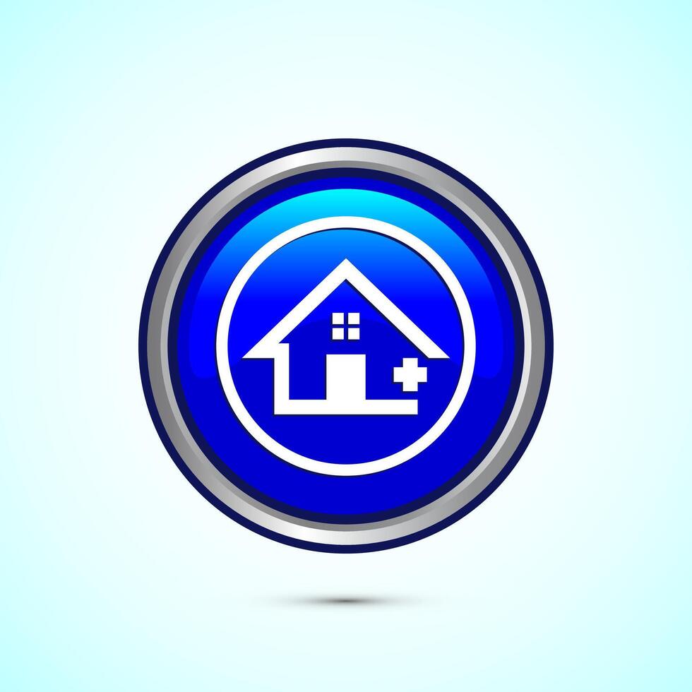 Home care icon design illustration, House care logo icon, Blue color round button design vector