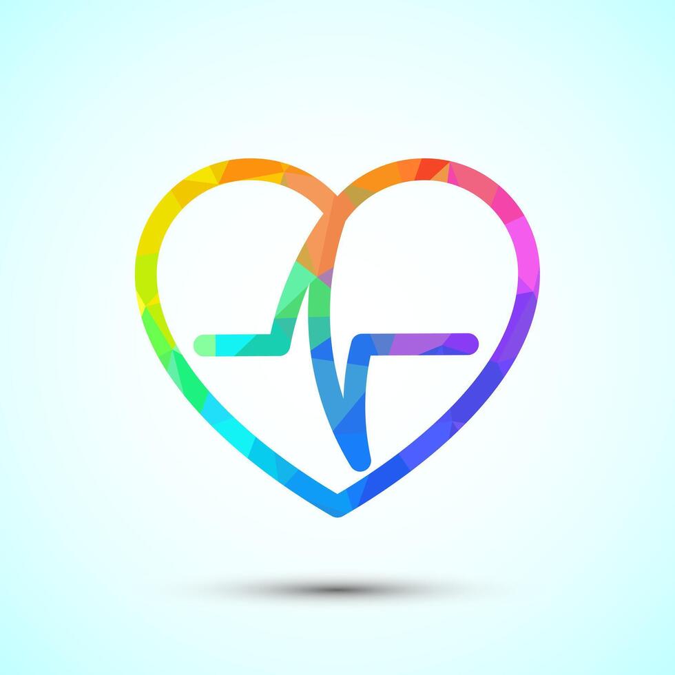 Heartbeat pulse icon design, Medical heart sign for web and mobile application, low poly style vector