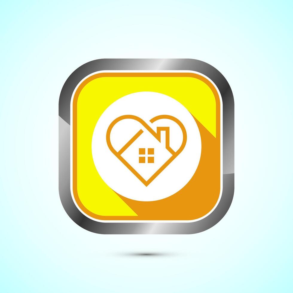 Home care icon design illustration, House care logo icon, Yellow shadow button design vector