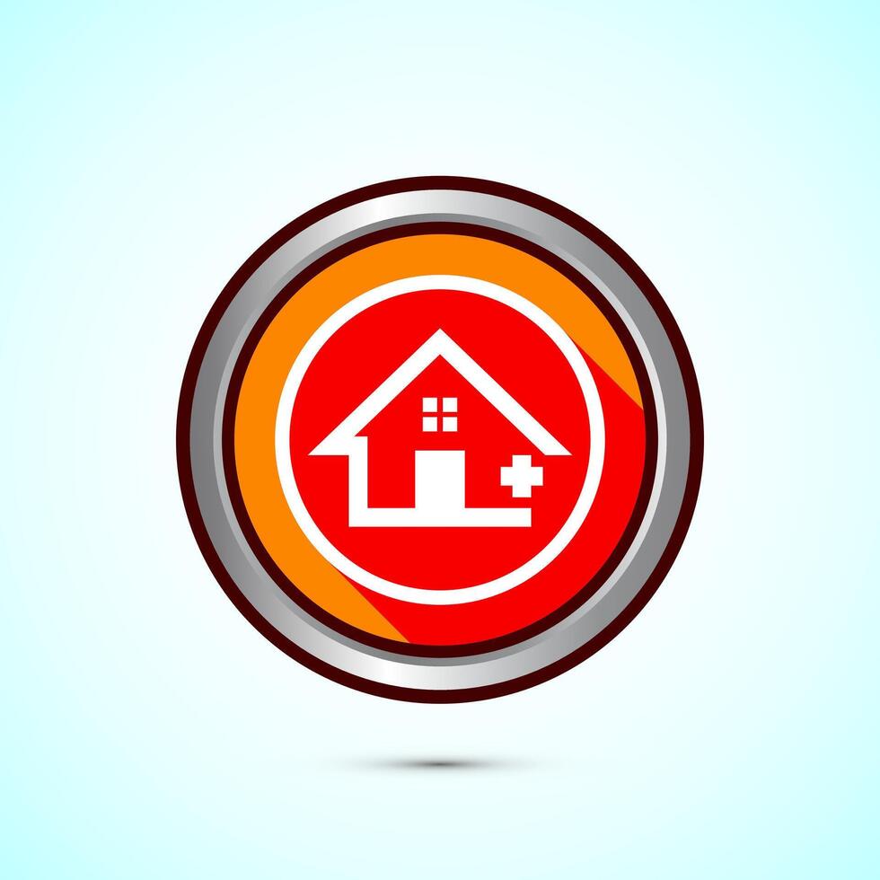 Home care icon design illustration, House care logo icon, Orange shadow button design vector