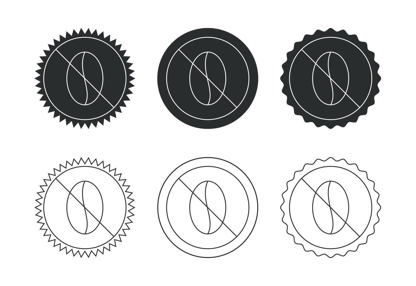 No caffeine badge, Caffeine free icon design vector