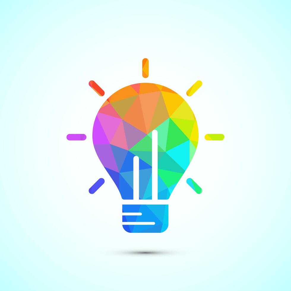 Creative idea icon, Electric light bulb icon design illustration, low poly style vector