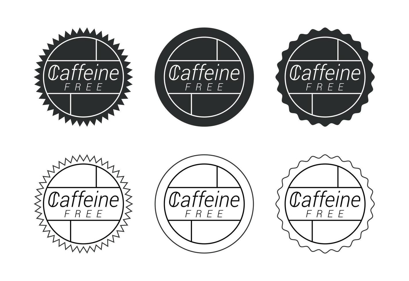 Caffeine free icon design, No caffeine badge, sticker label vector