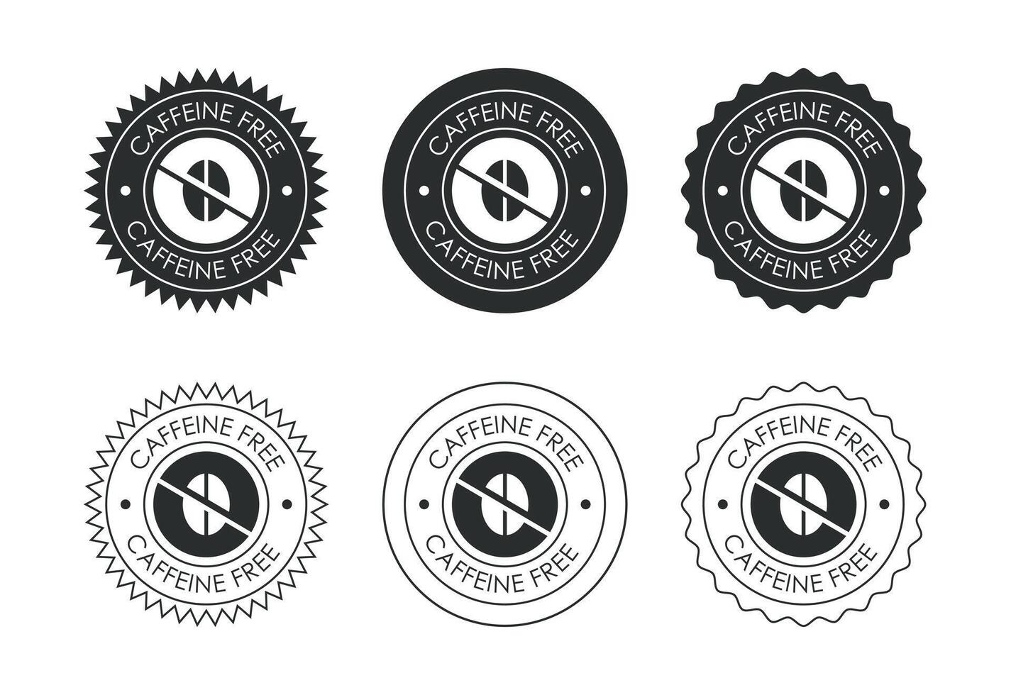 Caffeine free icon, No caffeine badge, sticker label vector