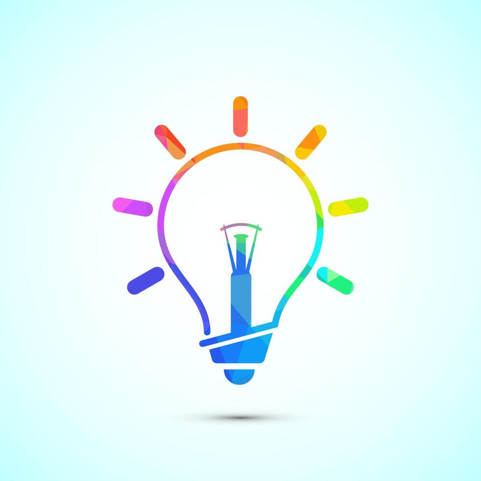 Creative idea icon, Electric light bulb icon design illustration, low poly vector