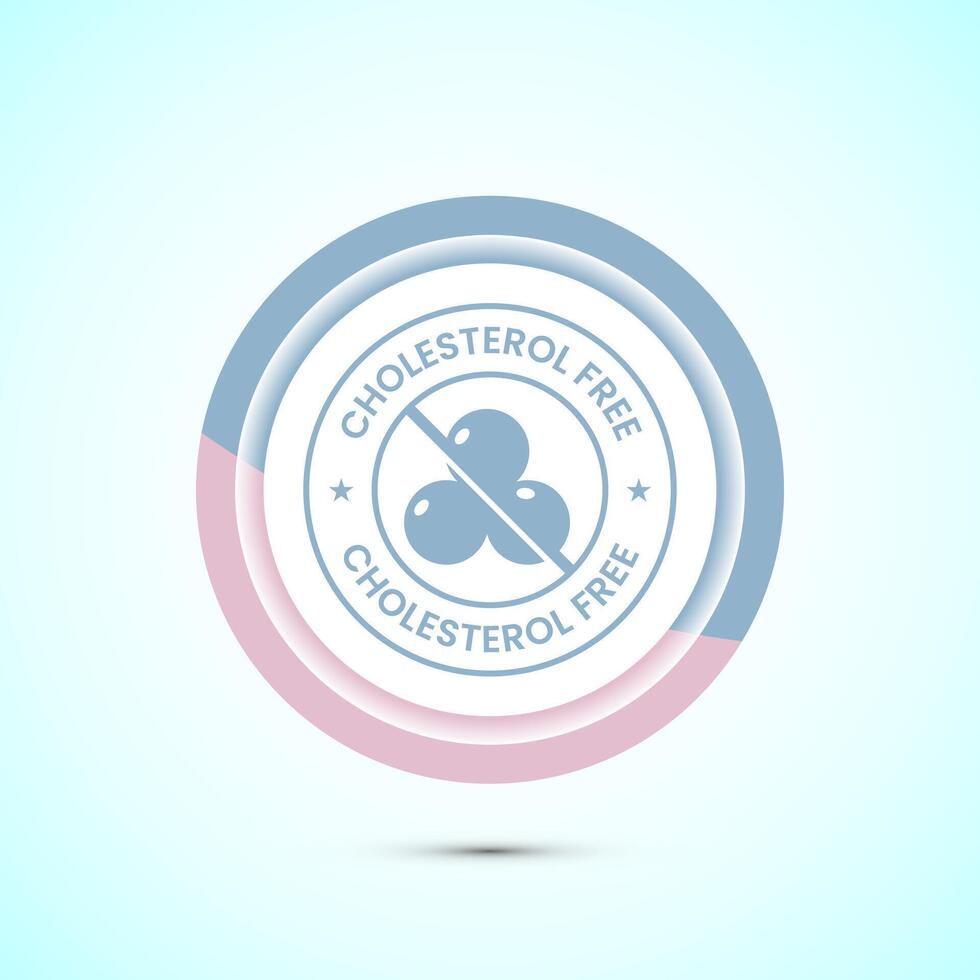 Cholesterol free icon, Cholesterol free logo badge, Suitable for product label, Pastel color button design vector