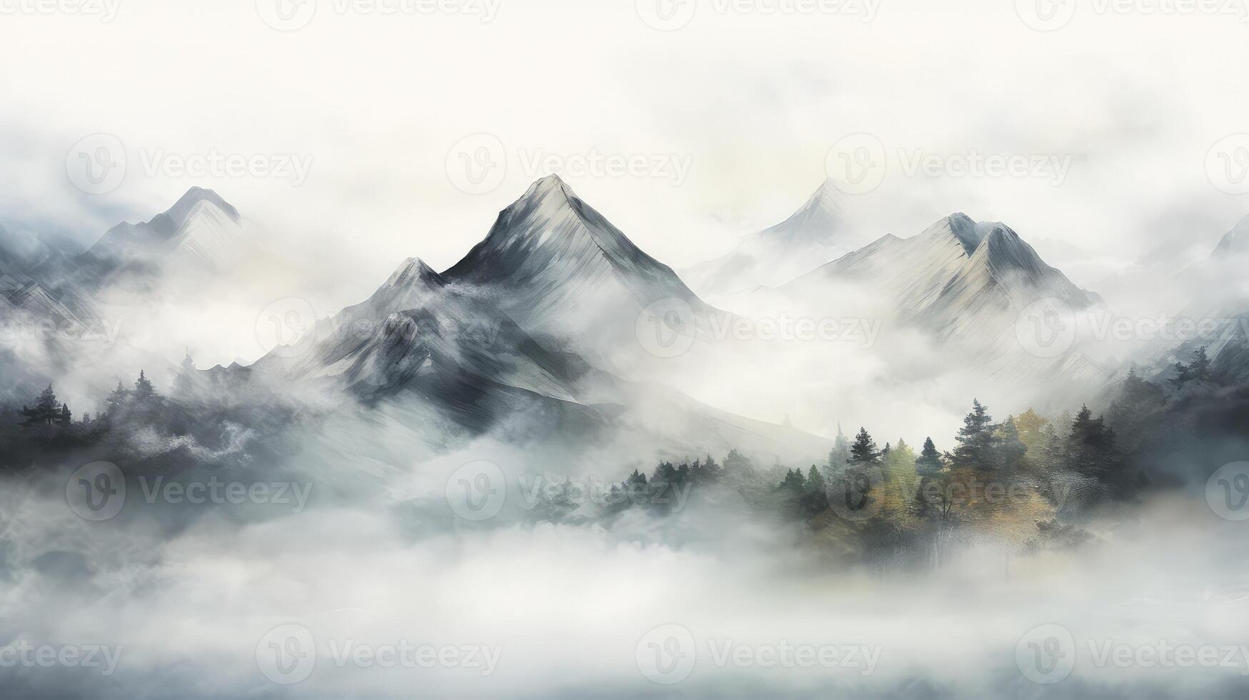 ethereal water color mountain photo