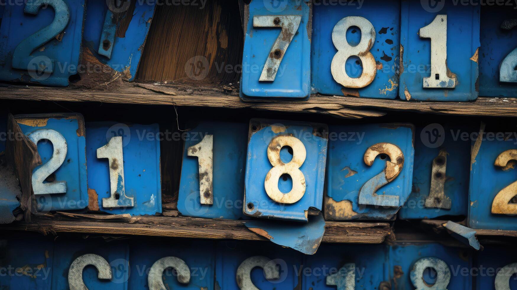 weathered numbers blue photo