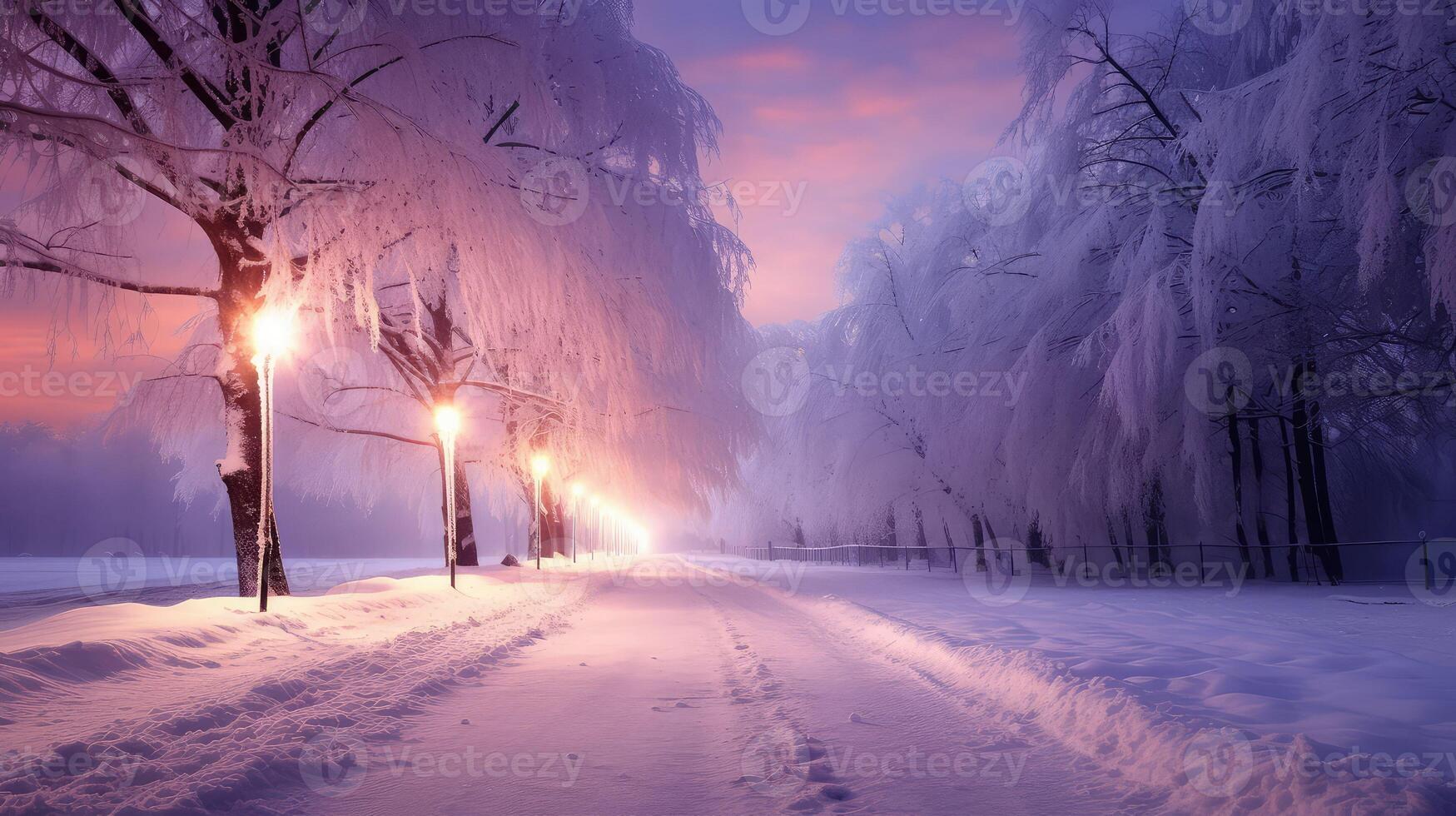pink winter road background photo