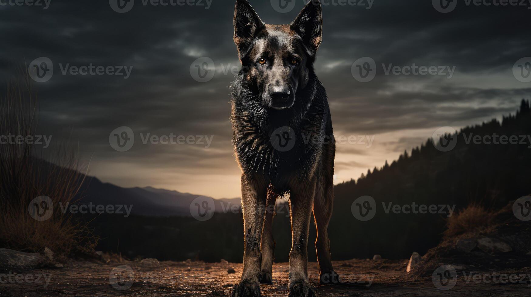 dog walking black photo