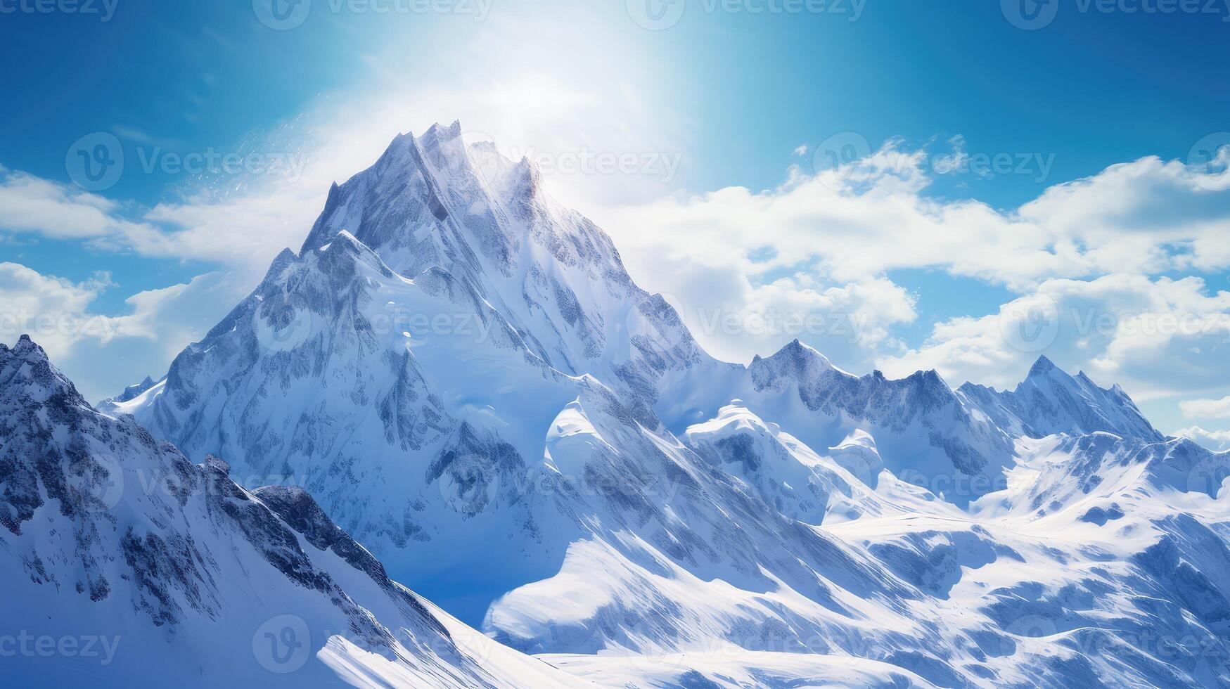 peak mountains with sun photo