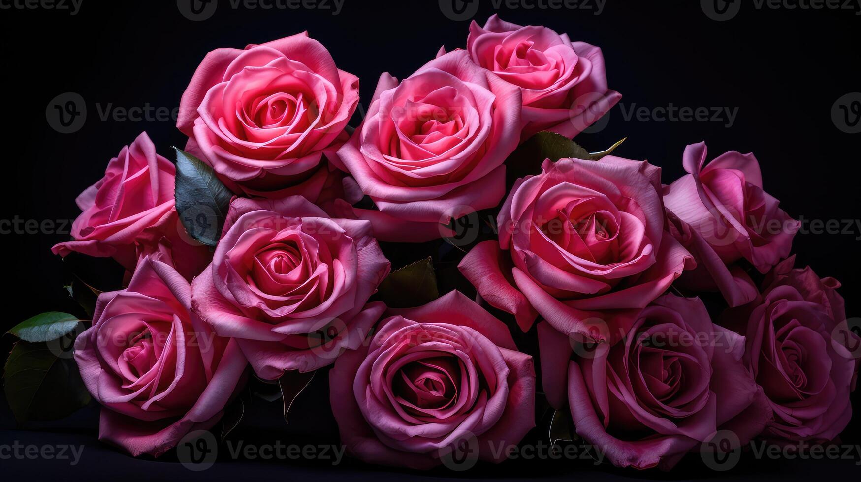 roses pink flower black background photo