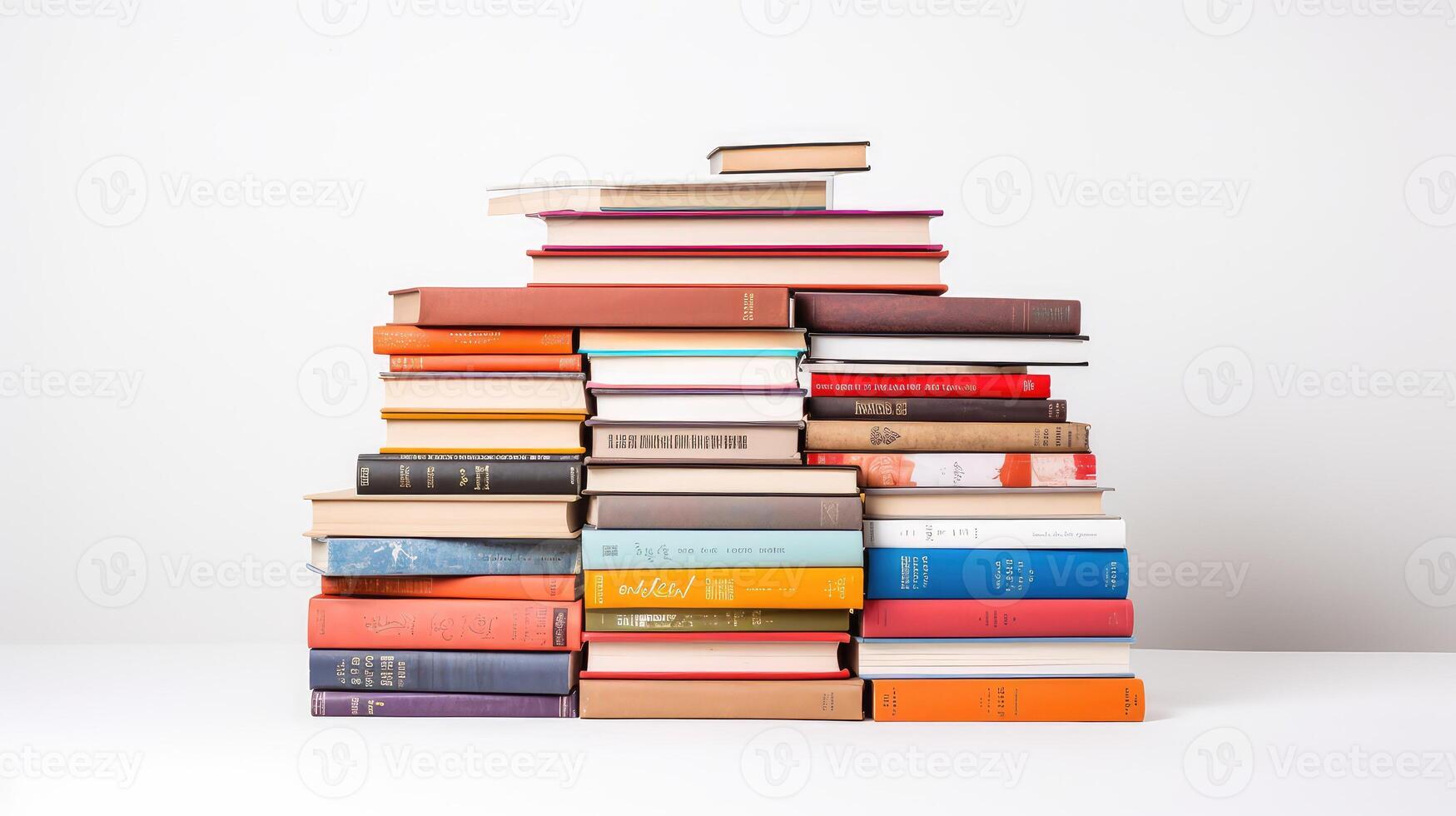 arranged book white background photo