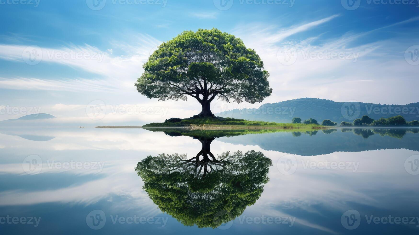 lake one tree photo