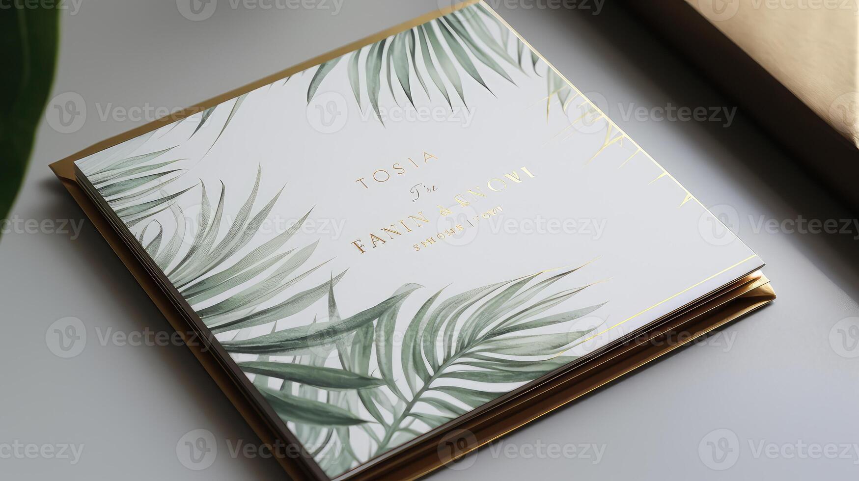 beach palm leaves invitation photo