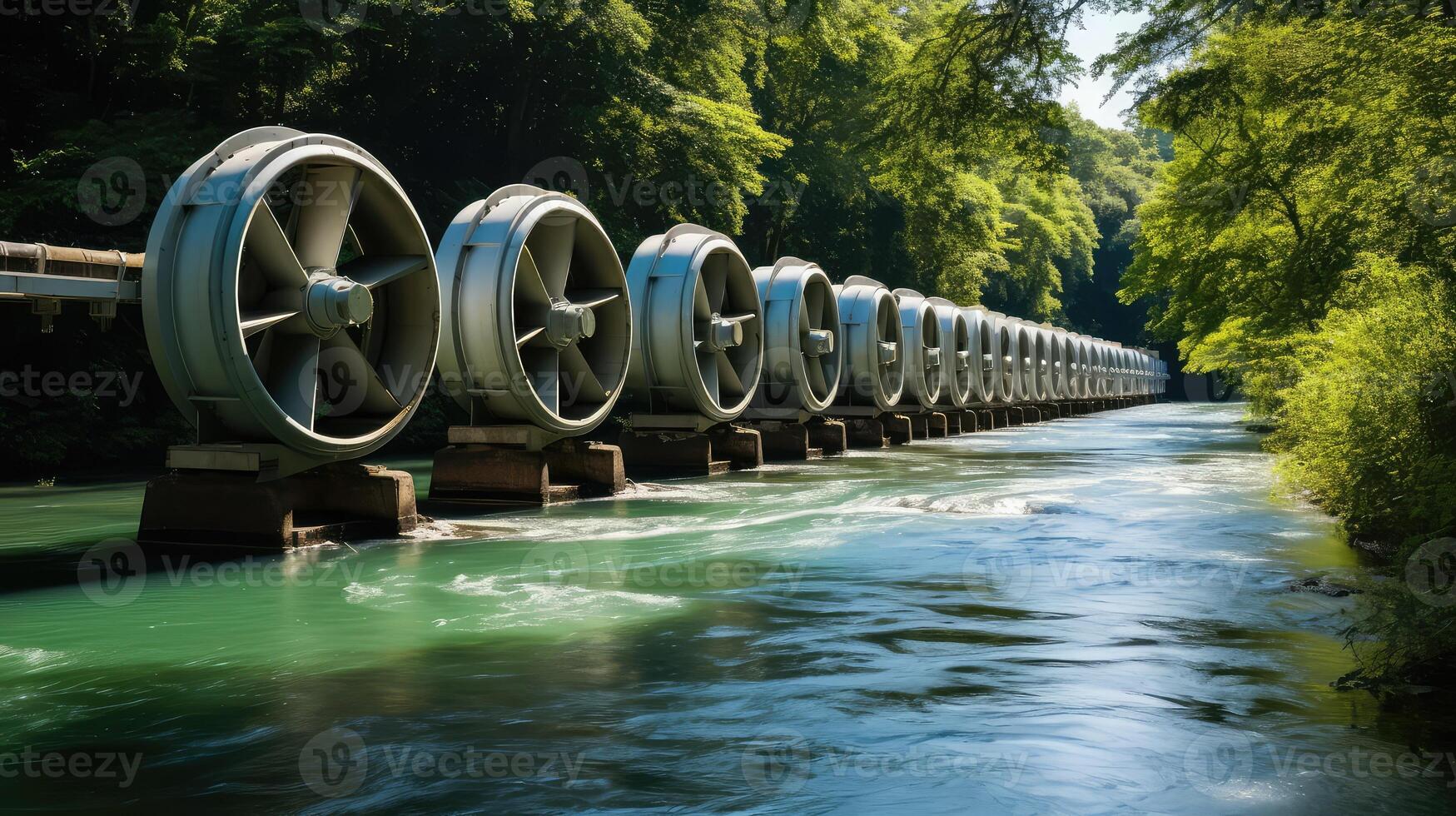 riverbank water turbine photo