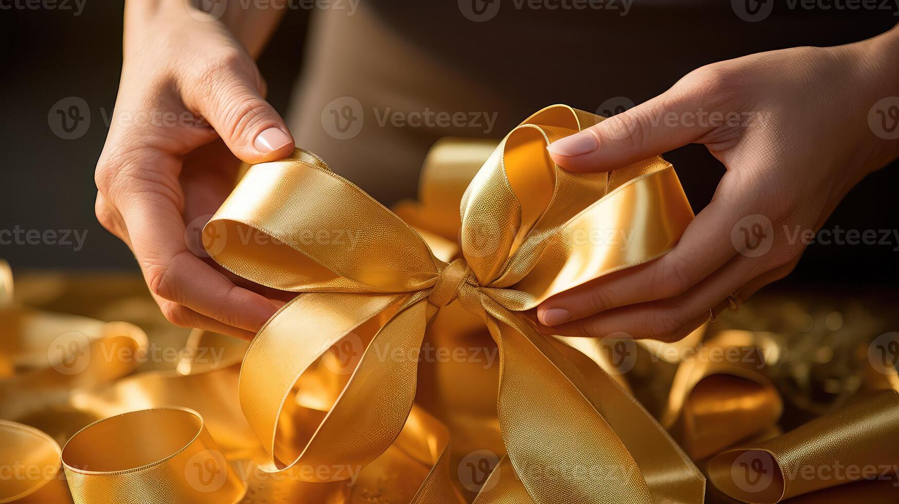 delicate gold gift ribbon photo