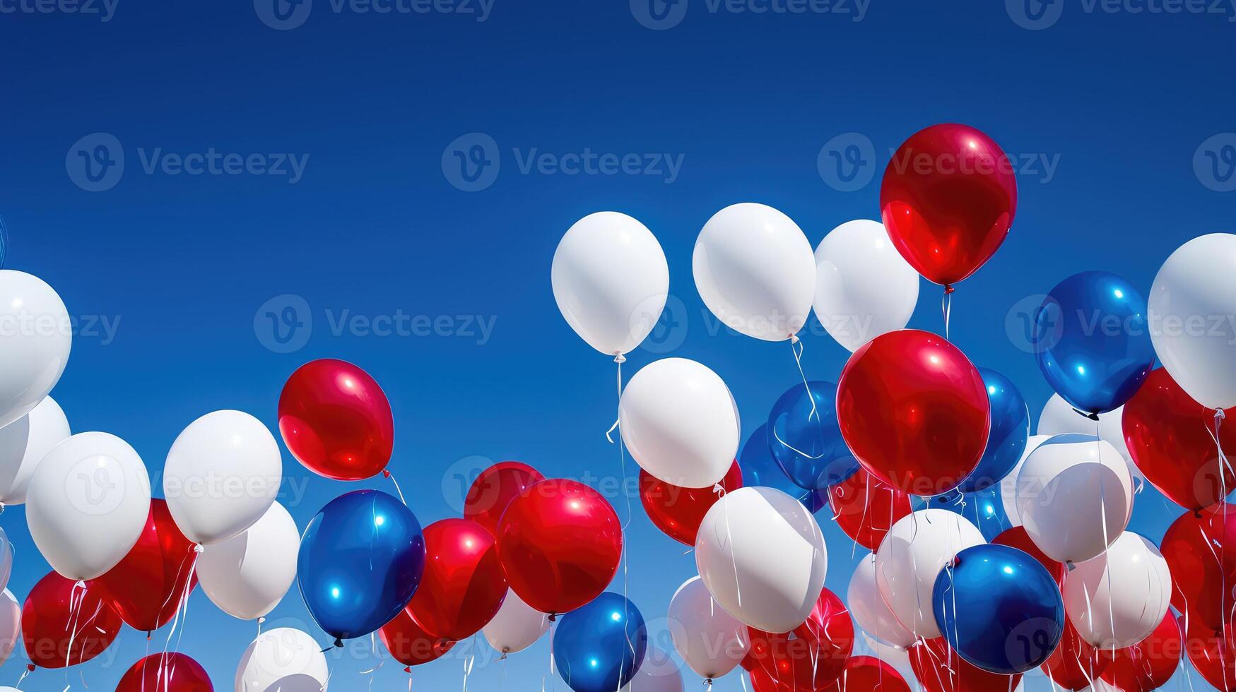 sky red white and blue balloons photo