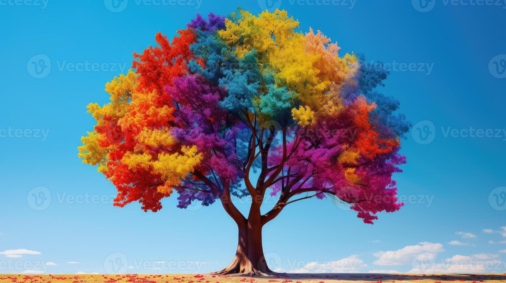vibrant rainbow tree photo