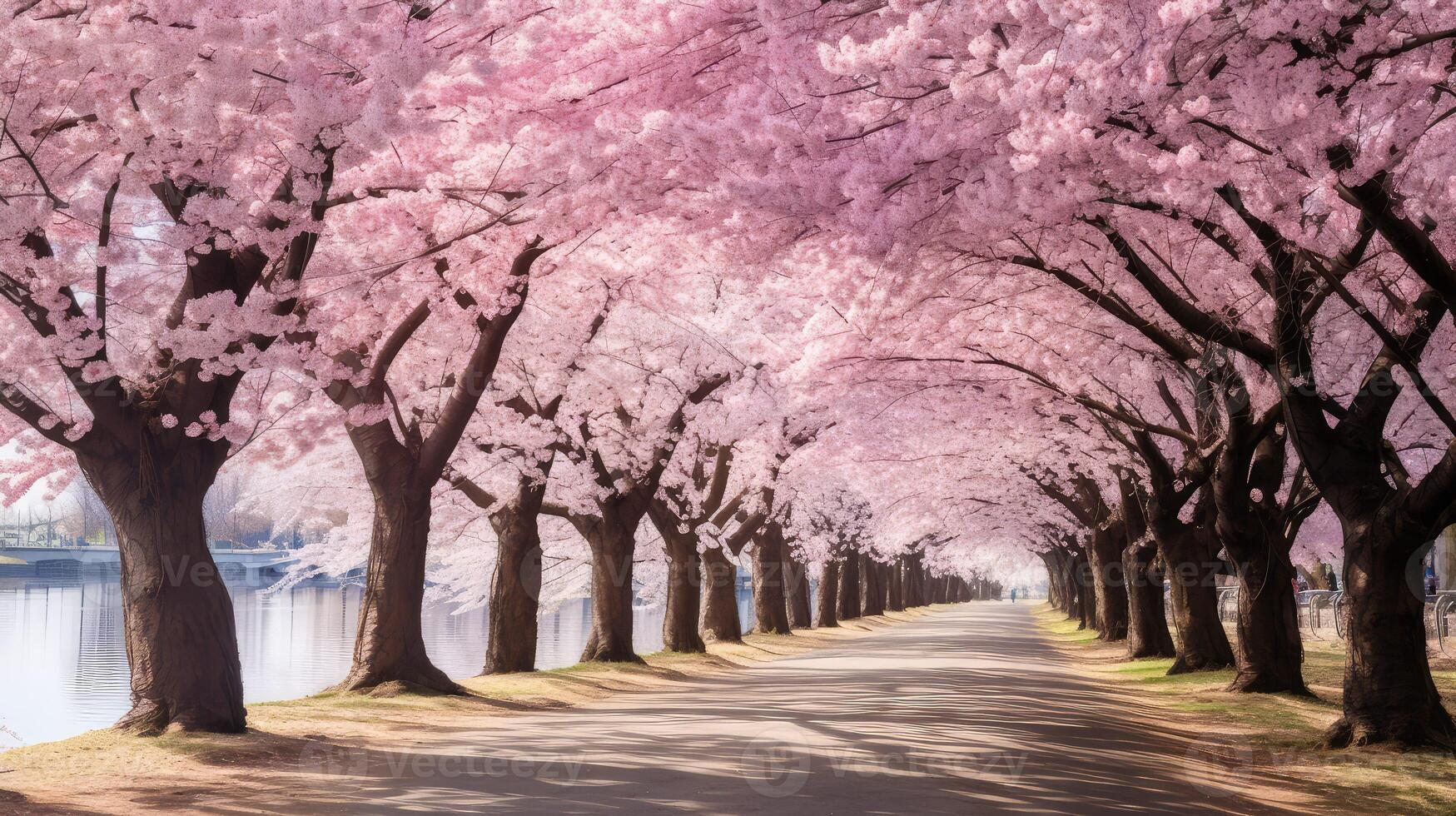 pink line of trees photo