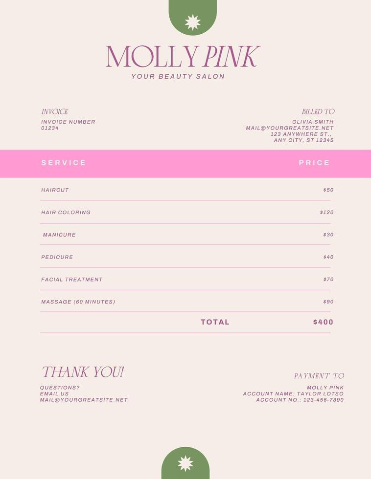beauty salon invoice template design ideas
