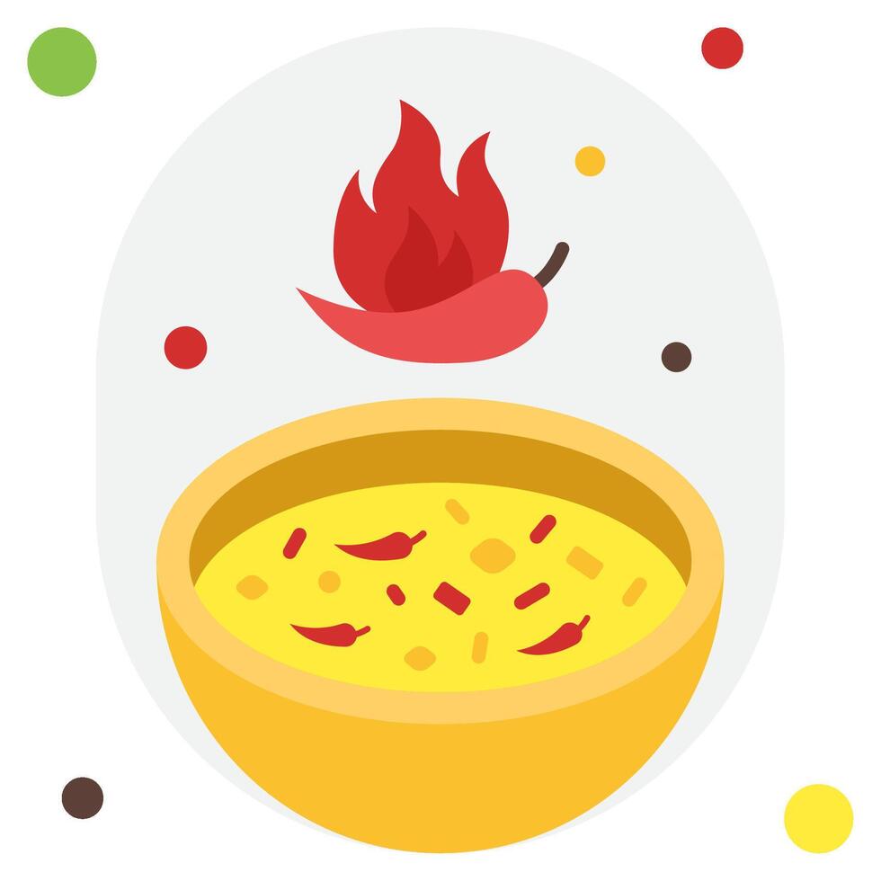Vibrant Spicy Soup with Chili Garnish vector