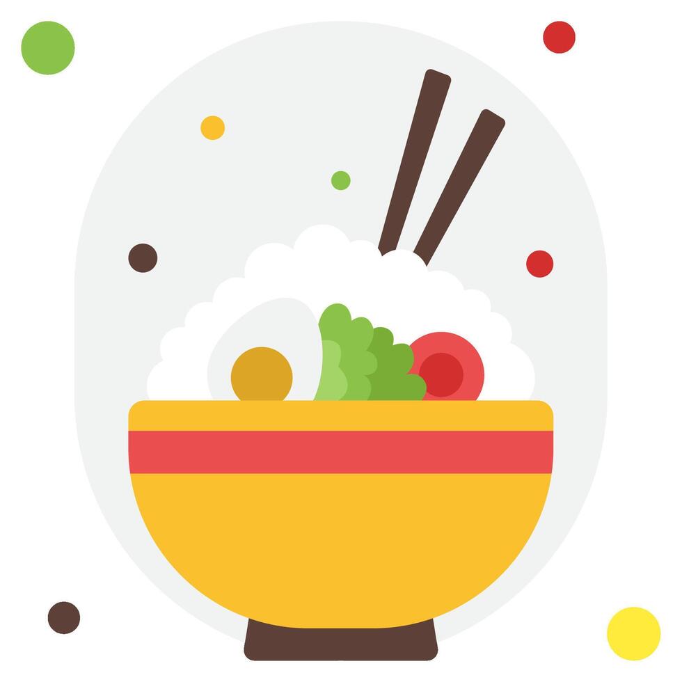 Colorful Rice Bowl with Fresh Vegetables vector
