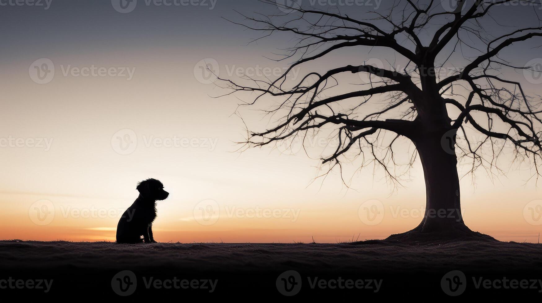 silhouetted sad puppy white background photo