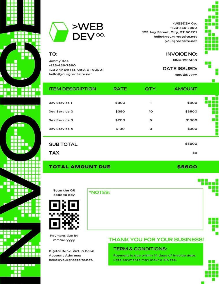 Web Development Tech Company Invoice template