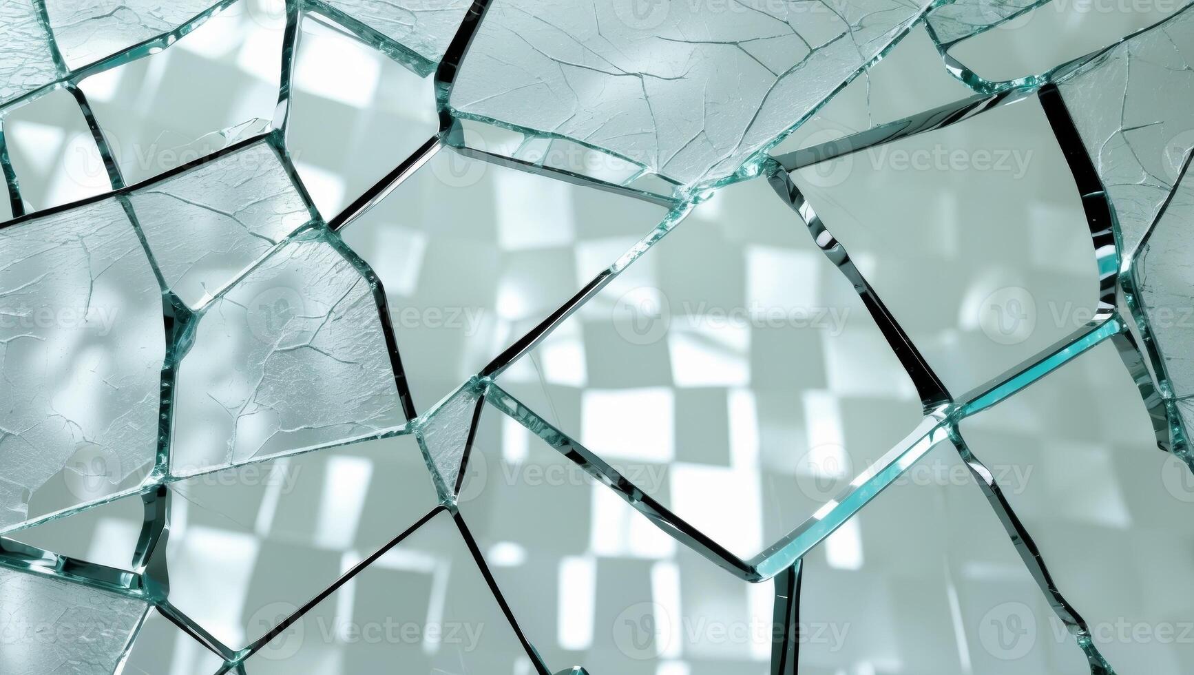 Clear checkered background visible through high resolution image of cracked glass. photo