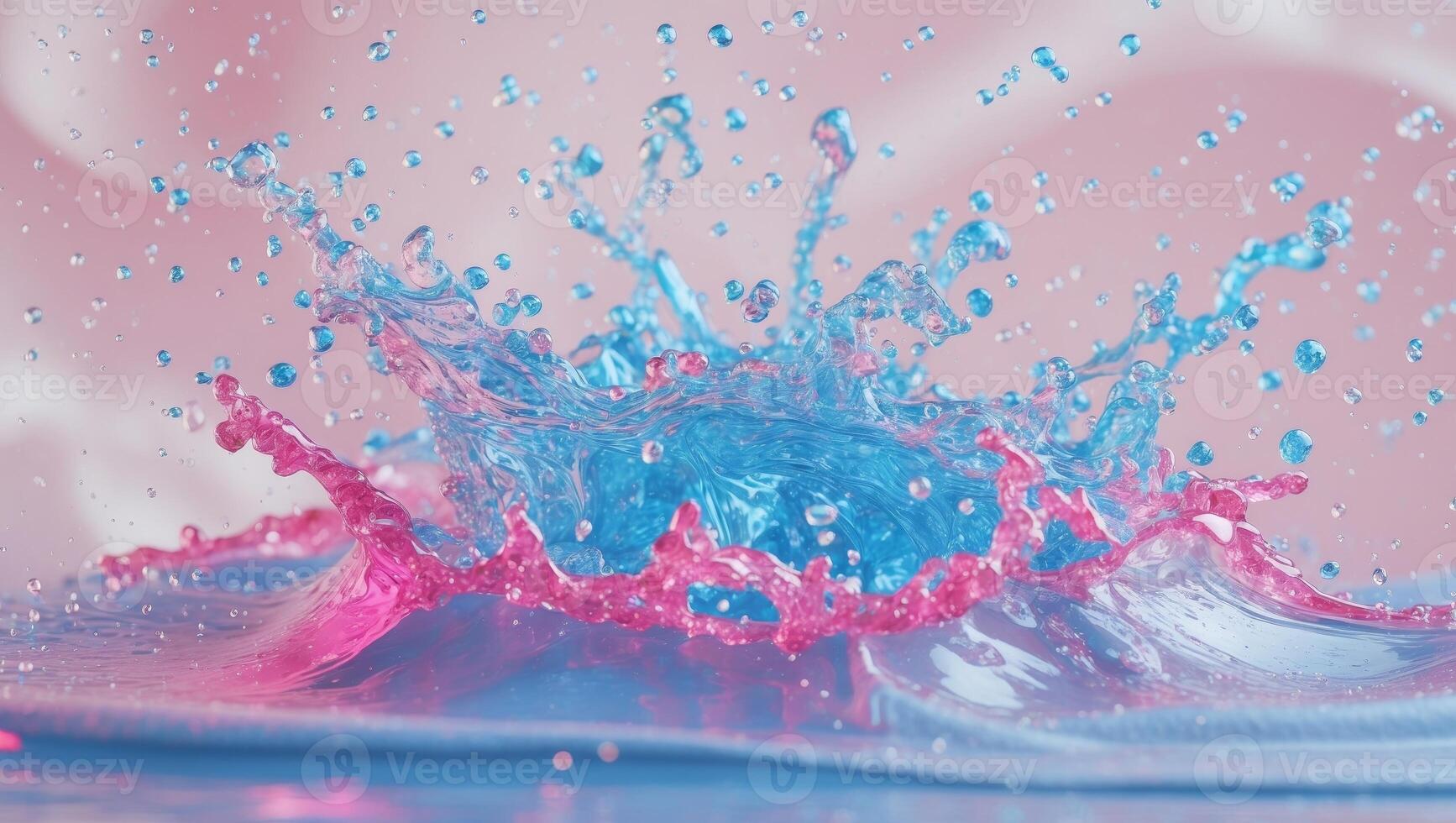 A dynamic water splash depicted in captivating pink and blue hues that mesmerizes the viewer photo