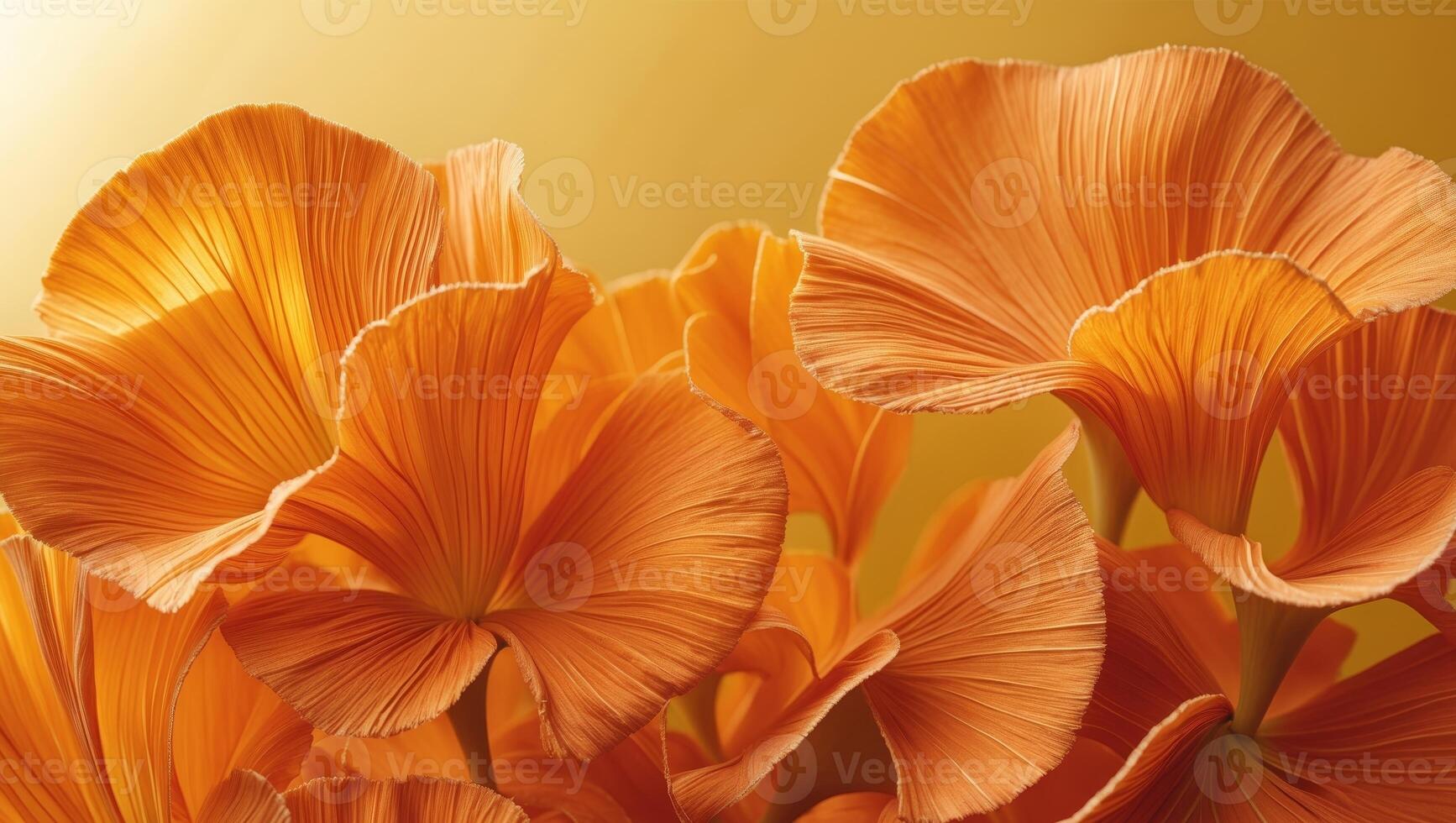 Vibrant orange marigold petals on a bright yellow background creating a fresh and cheerful atmosphere ideal for promotional design photo