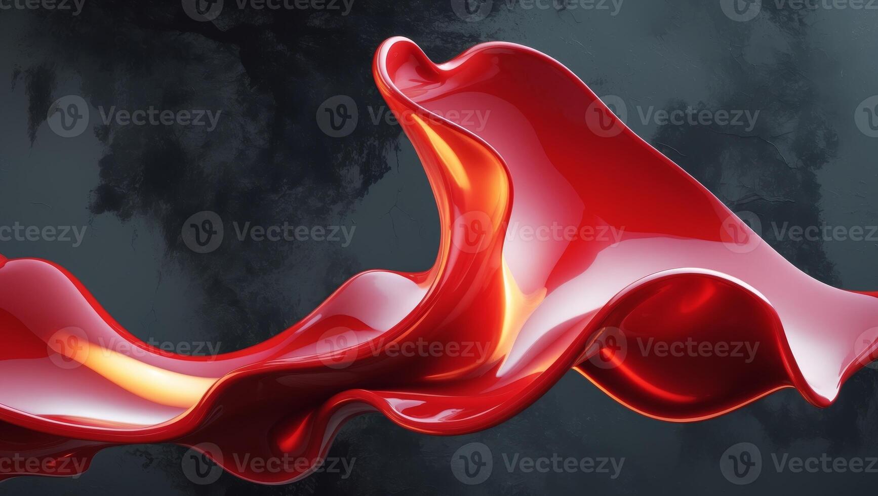 A captivating abstract design with a red liquid shape on a dark background enhancing elegance photo