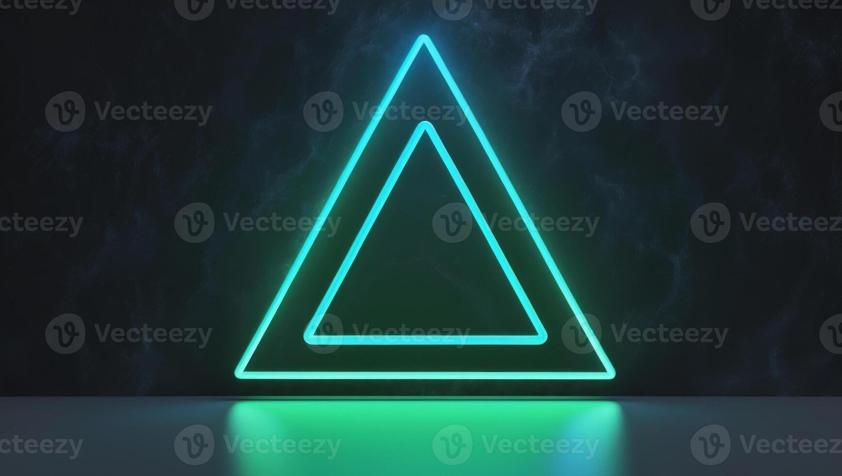 A Stunning Neon Triangle on a Dark Background for Contemporary and Modern Design Aesthetics. photo
