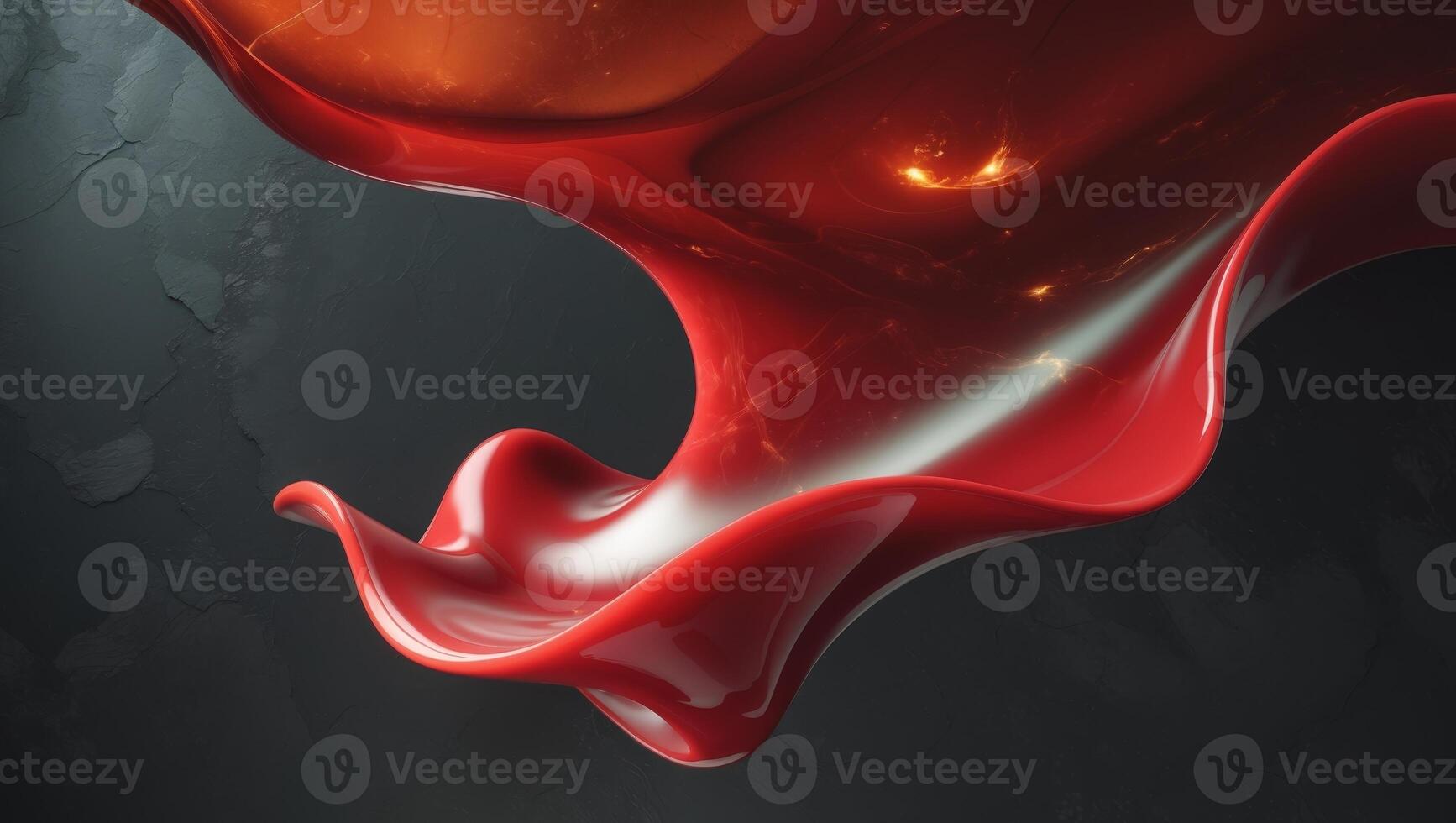 A captivating abstract design with a red liquid shape on a dark background enhancing elegance. photo