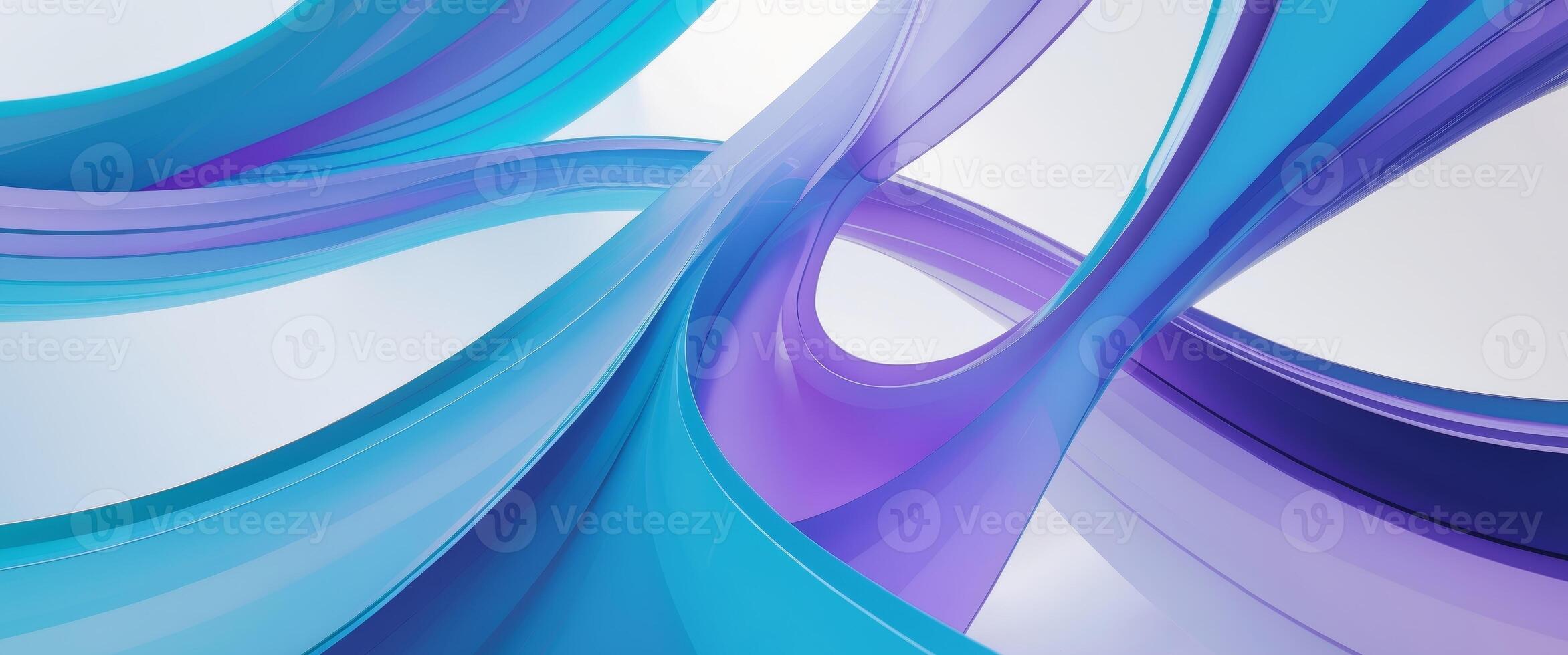 Fluid azure and violet curves forming sophisticated abstract linear design photo