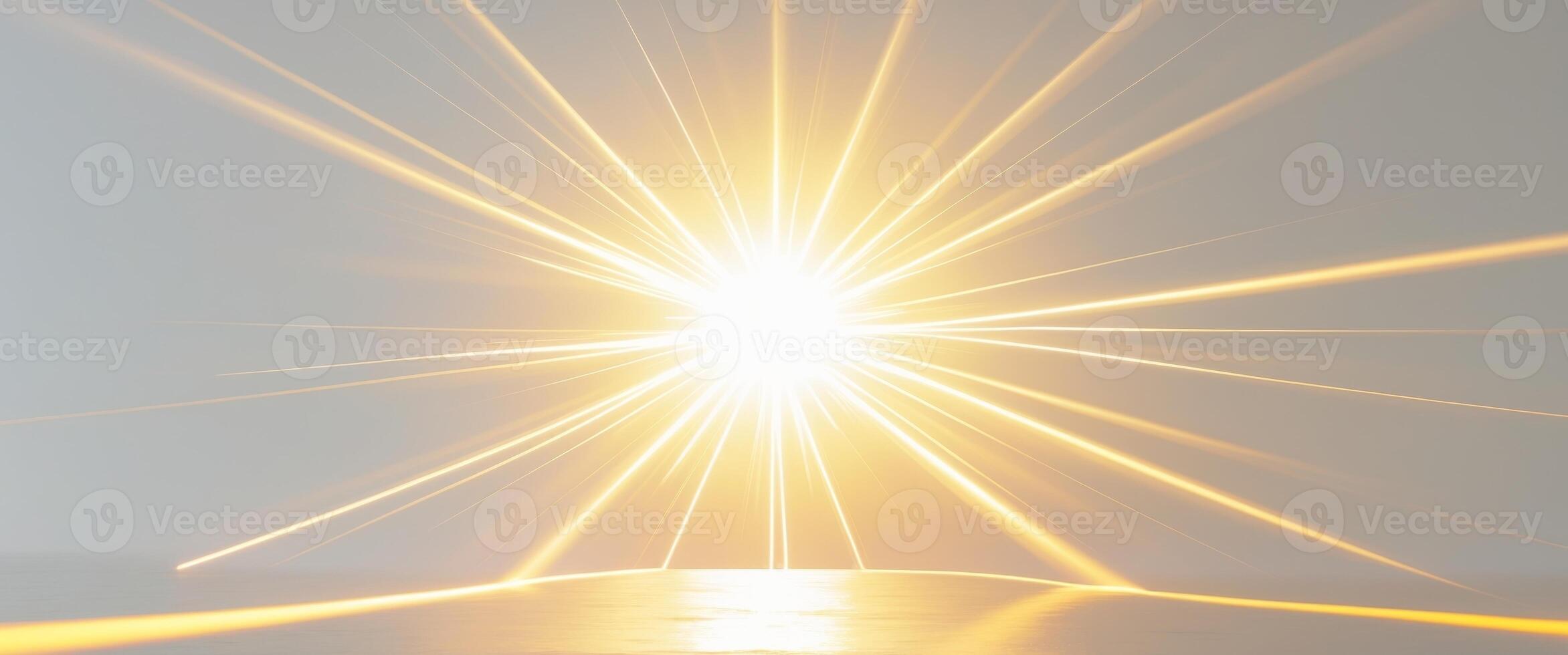 Bright light source emitting rays with lens flare. photo