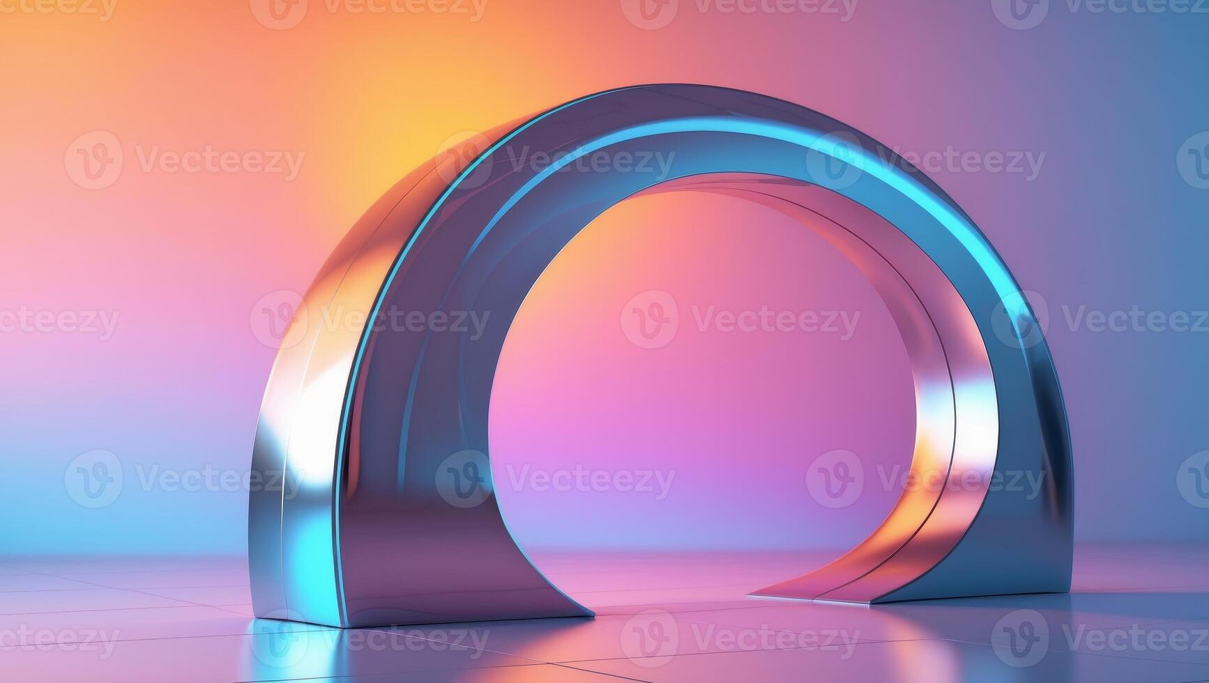 A Stunning Modern Arch Featuring a Gradient Background Composed of Bright Colors. photo