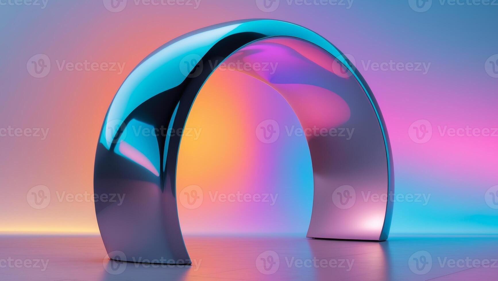 A Stunning Modern Arch Featuring a Gradient Background Composed of Bright Colors photo