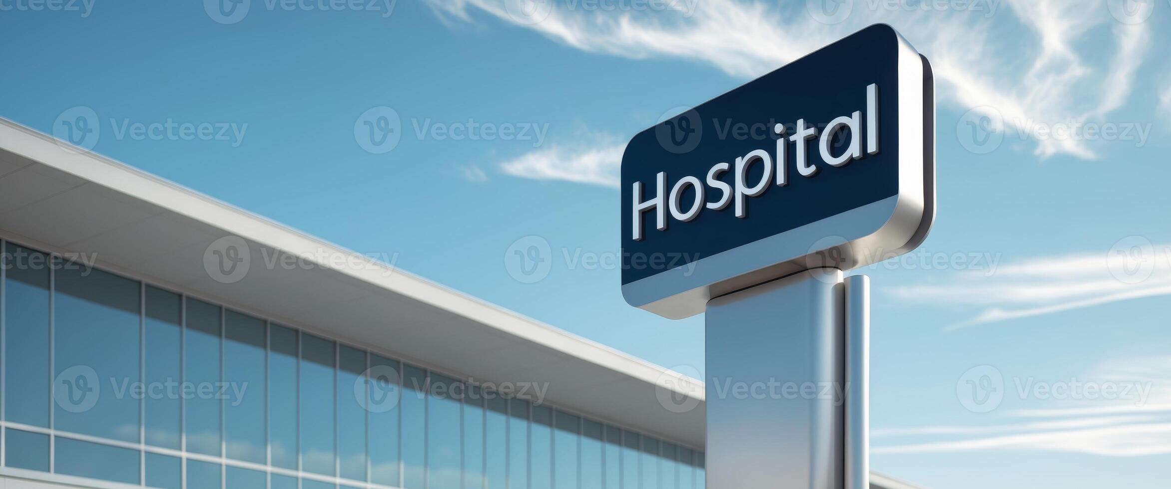 Hospital Sign in Front of Modern Building photo
