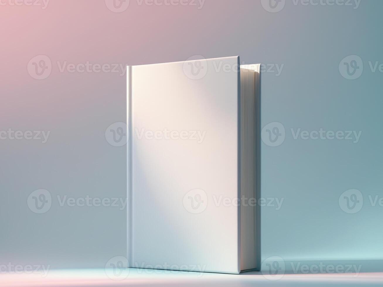 Hardcover book mockup with pink and blue pastel background. photo
