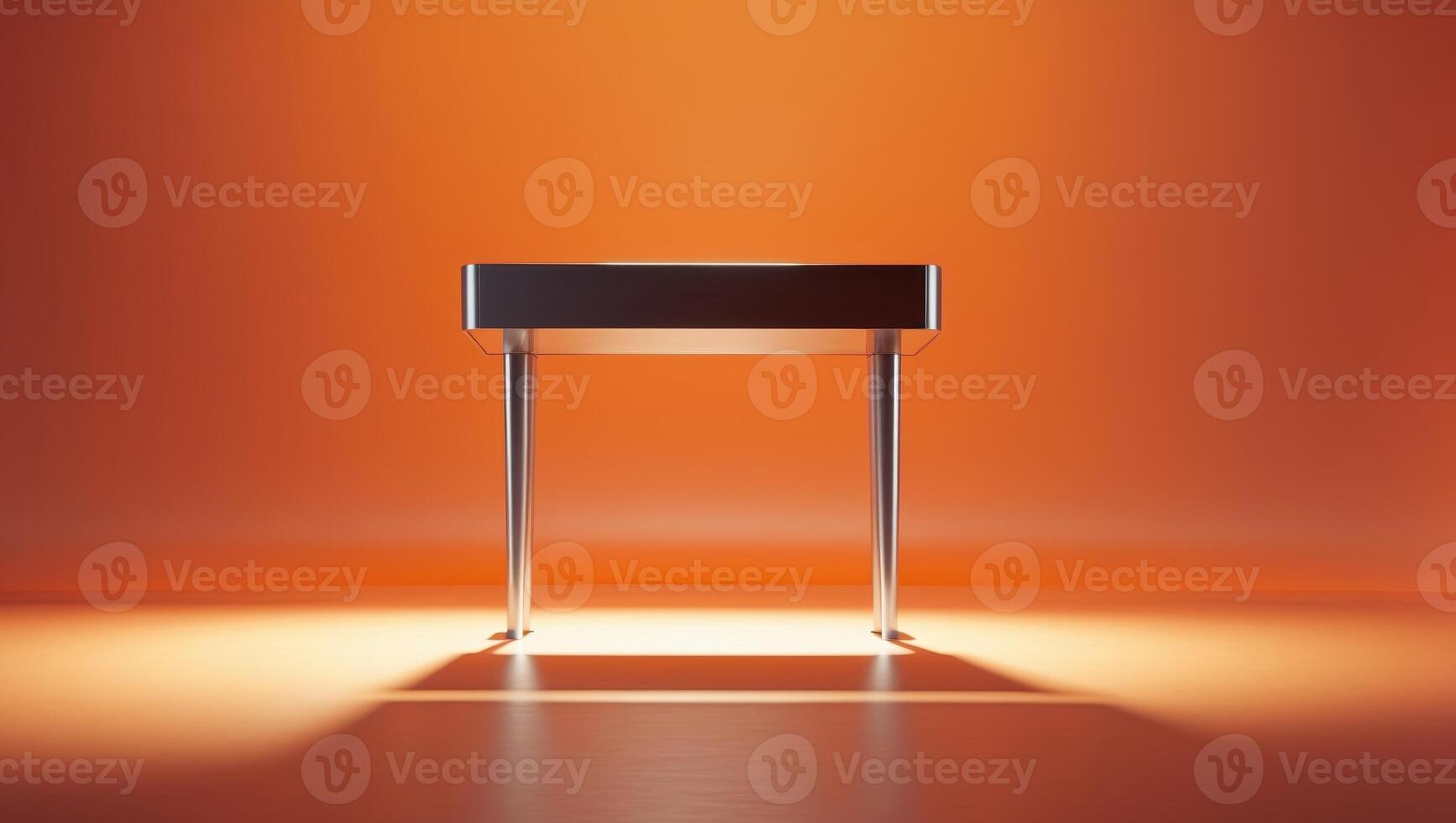 high key podium with empty space in front of orange background. photo
