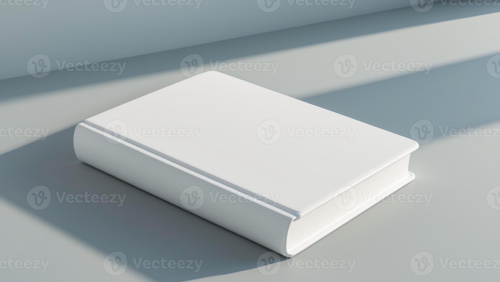 Pixel Perfect Picture of a White Book with a White Cover is on a Gray Surface. photo